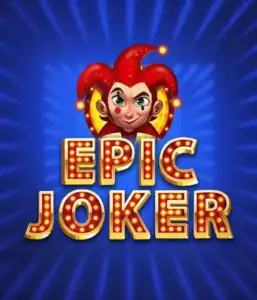 Step into the energetic world of the Epic Joker game by Relax Gaming, highlighting a cheerful joker with a bright red hairstyle set against a sparkling blue background. This graphic portrays the fun and excitement of classic slots, ideal for those who love traditional gameplay, offering a delightful adventure.